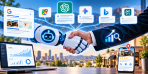 AI and SEO Partnership Handshake AI and SEO - search partners
