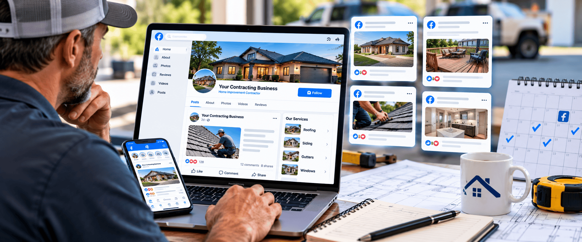 contractor posting to facebook